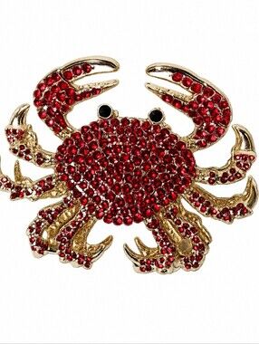 NWT Piper K Claw Hair Clip Red Crab Bling Sparkle Rhinestones Sealife Ocean Chic